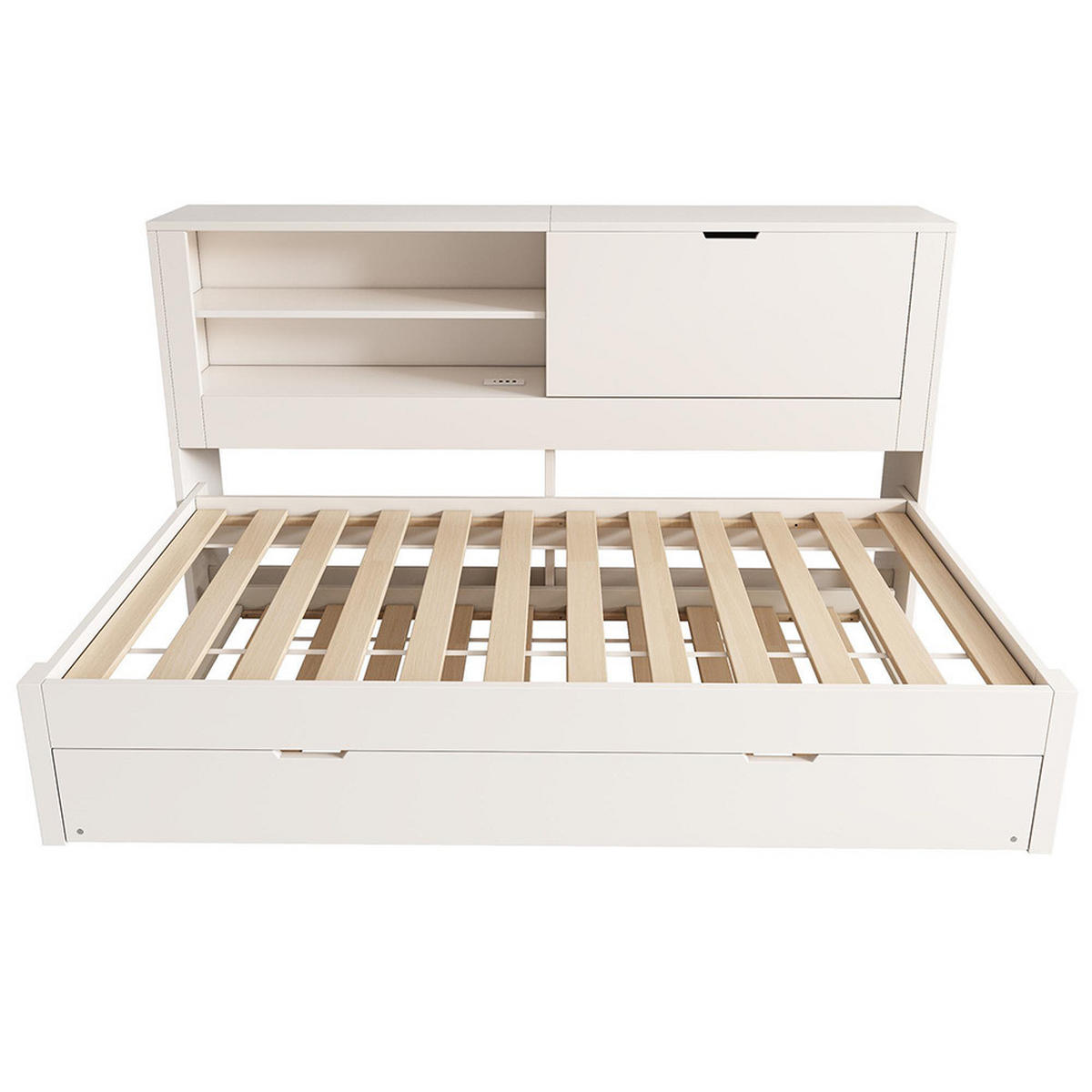 AUSZIEHBETT 90×200 cm mit Lattenrost in Weiß - Weiß, Holz (90/200cm)