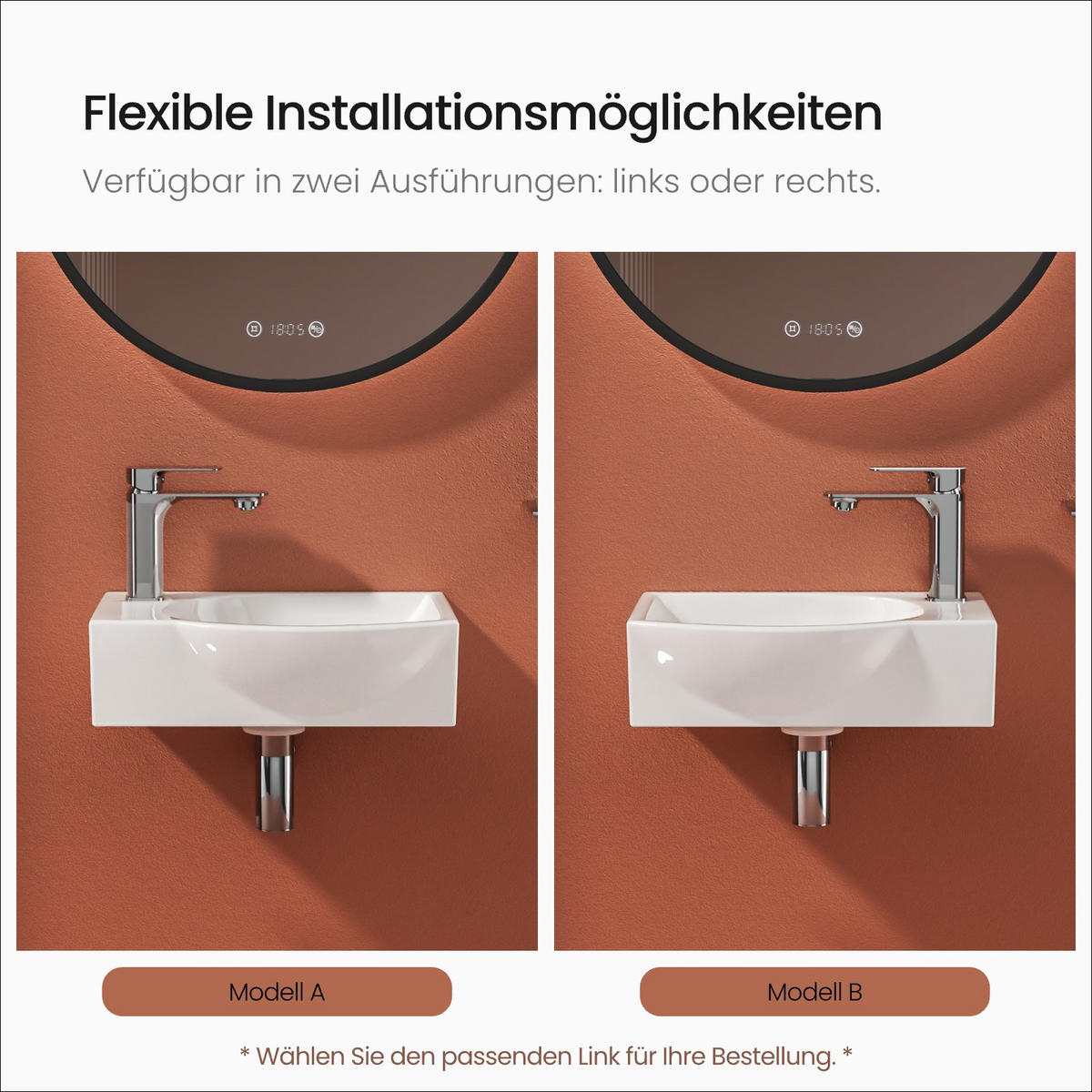 WASCHBECKEN Keramik Mit Hahnloch links Strahlend Weiß 40,5 / 28 / 14 cm - Weiß, Keramik (28/14/40.5cm) - EMKE