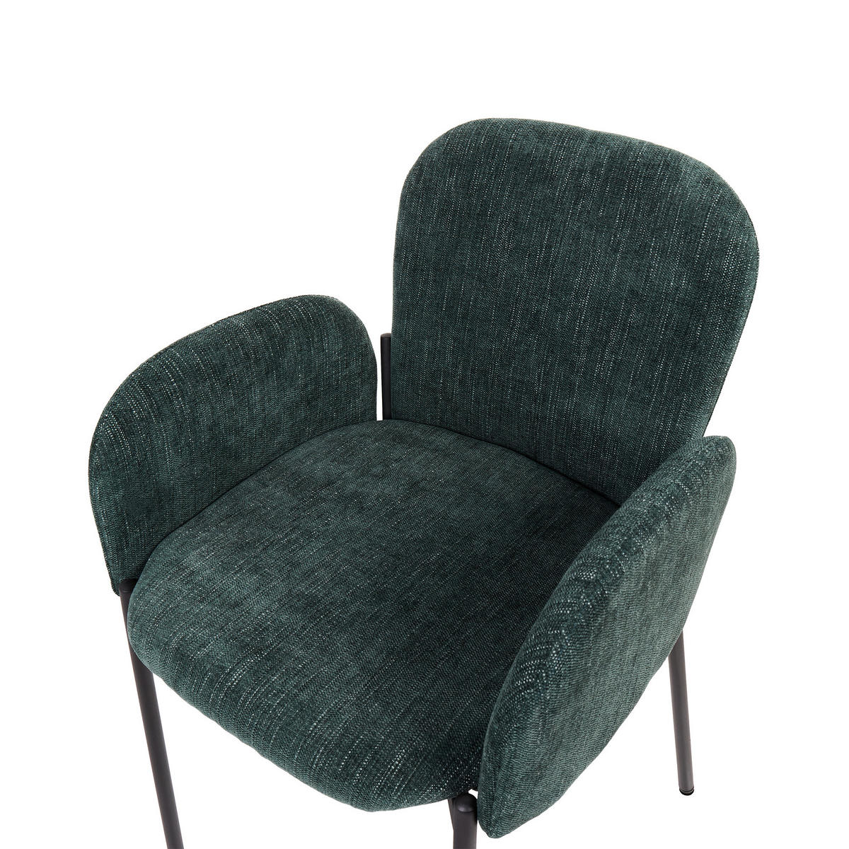 ESSZIMMERSTUHL 2er-Set Stoff Dunkelgrün Albee - Dunkelgrün/Schwarz, Textil (52/81/47cm) - Beliani