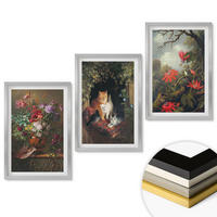 WANDBILDER 3er Set - 40x60 cm Silberner Rahmen - Vintage-Blumen, Katzen, Natur - Silberfarben, Kunststoff (40/60cm) - ArtPrintCave