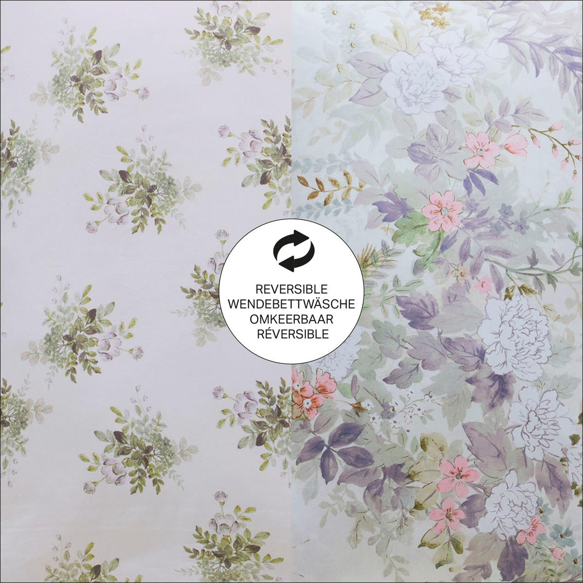 BETTWASCHE Linlithgow Blumen 3-Teilig 200x200cm - Lila, Textil (200/200cm) - LAURA ASHLEY