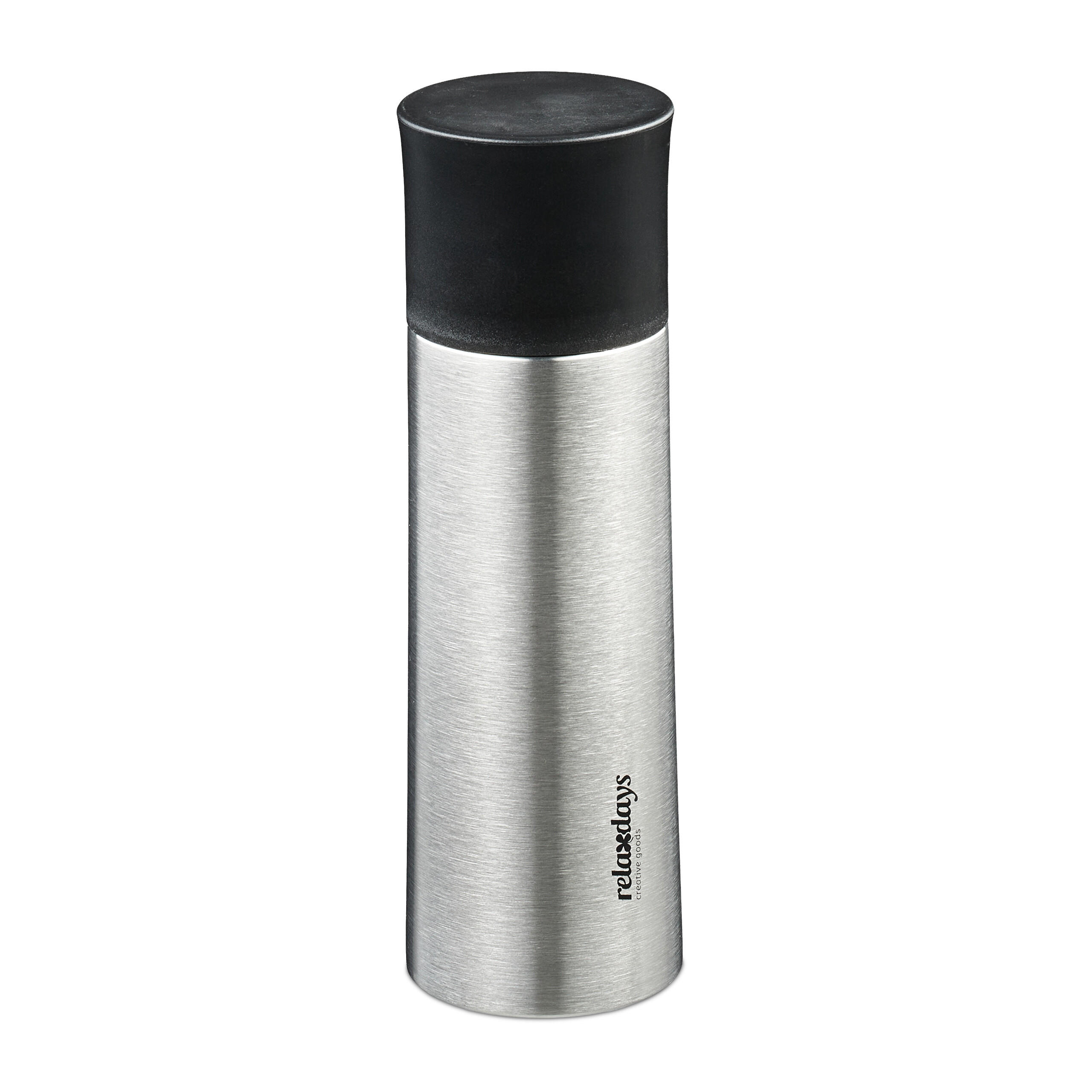 Relaxdays TERMOLÁHEV Stříbrná Černá nerez 400 ml s hrnkem