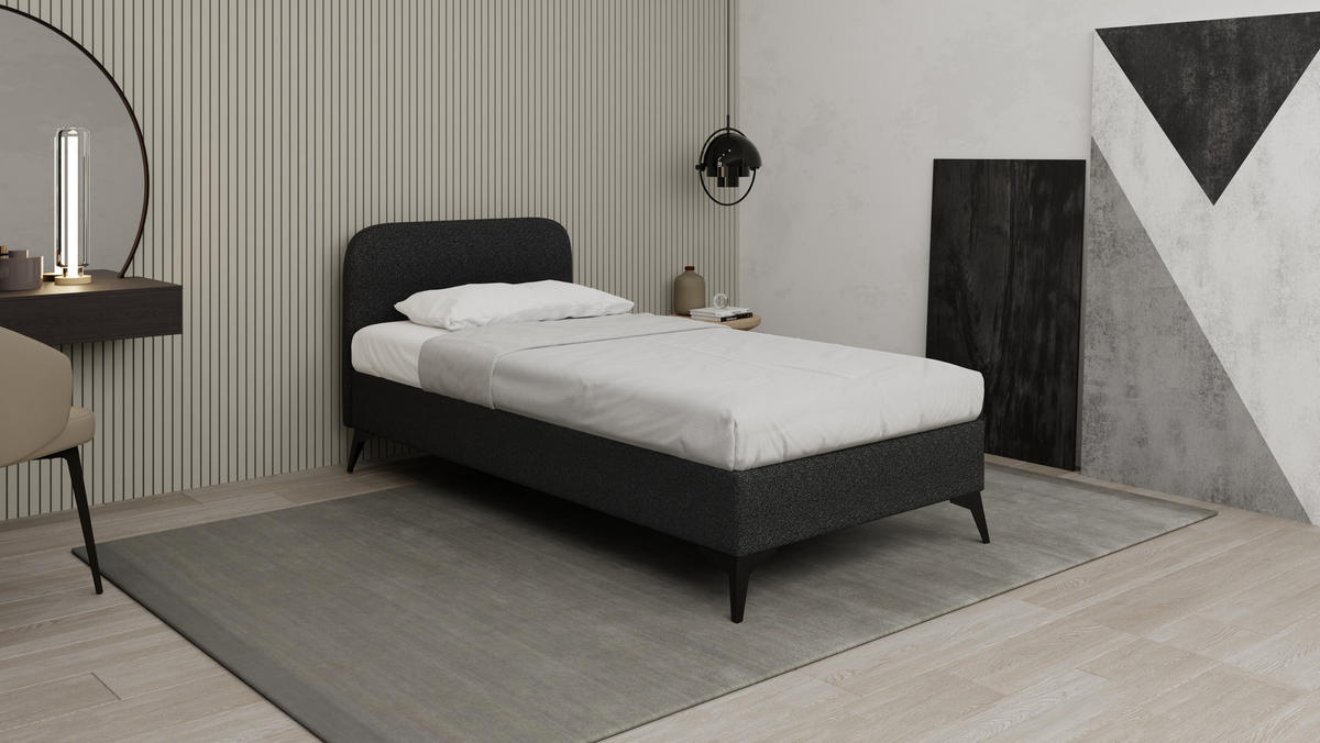 POLSTERBETT Mavilo 100 x 200 cm mit Bettkasten und Lattenrost Taschenfederkernmatratze POCKET H3 - schwarz - Schwarz, Holz (100/200cm) - Panda Möbel