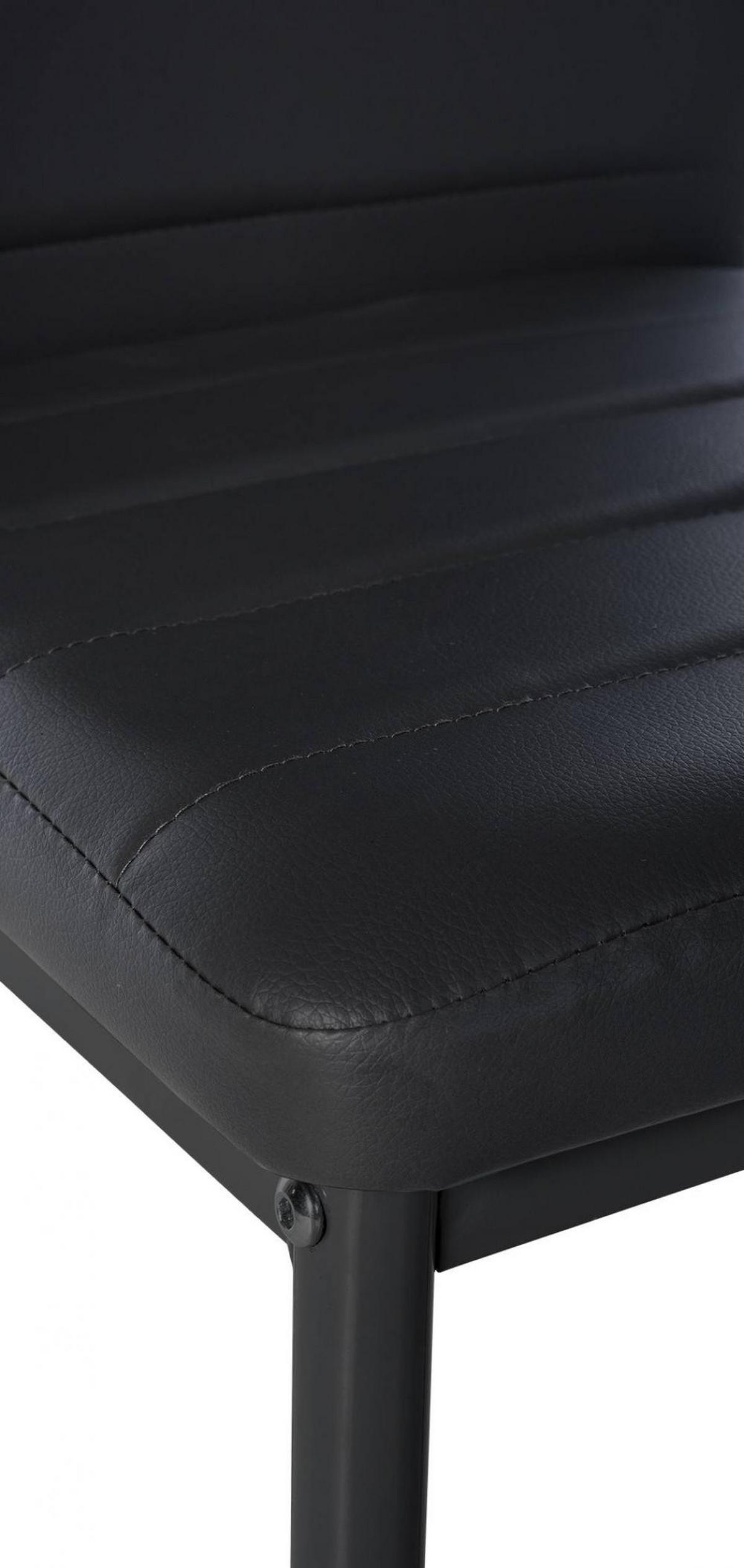 STUHL Lederlook schwarz - Schwarz, Textil/Metall (41.5/99/40cm) - CLP