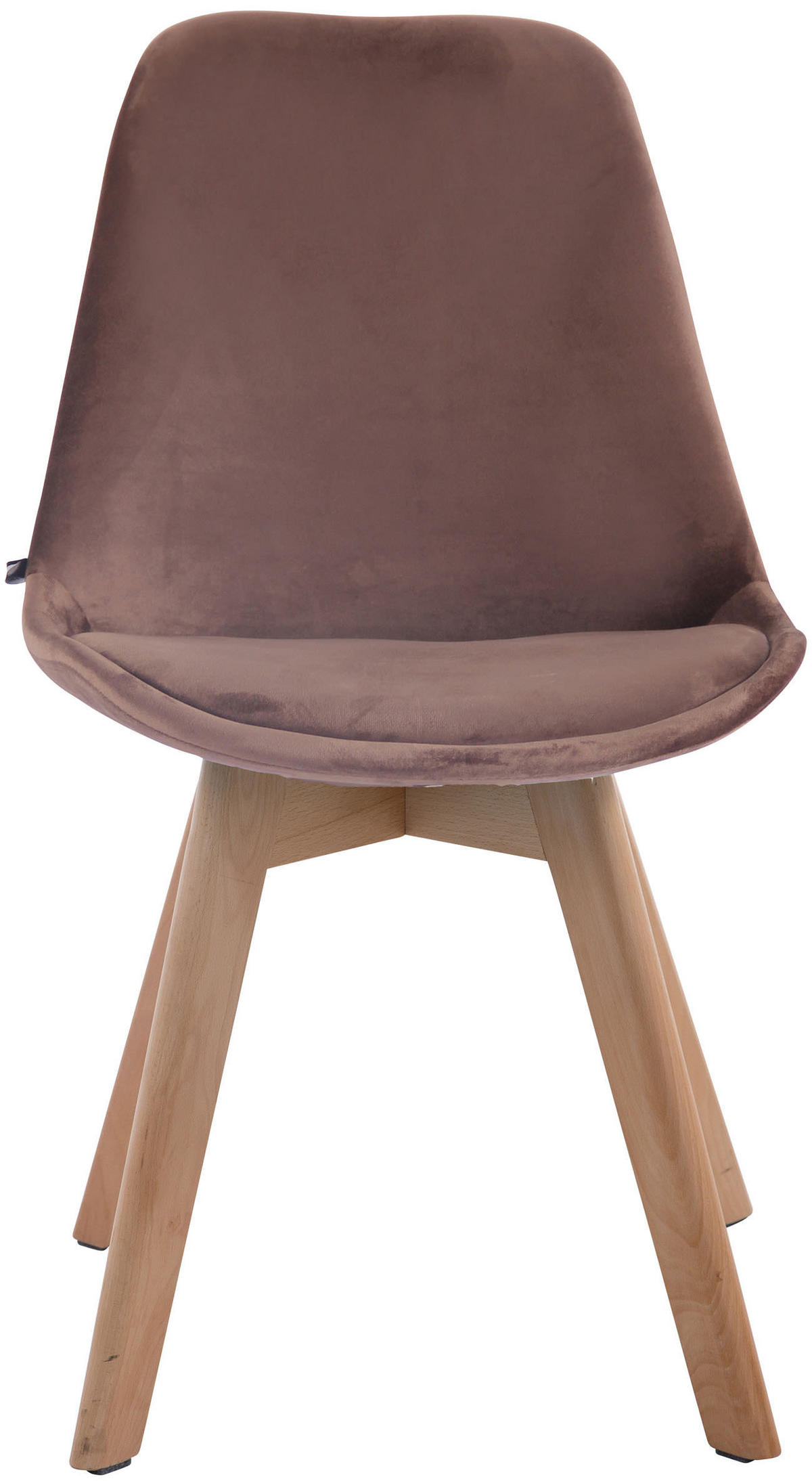 STUHL 4er Set Samt braun - Eukalyptusholzfarben/Braun, Holz/Textil (48/84/55cm) - CLP
