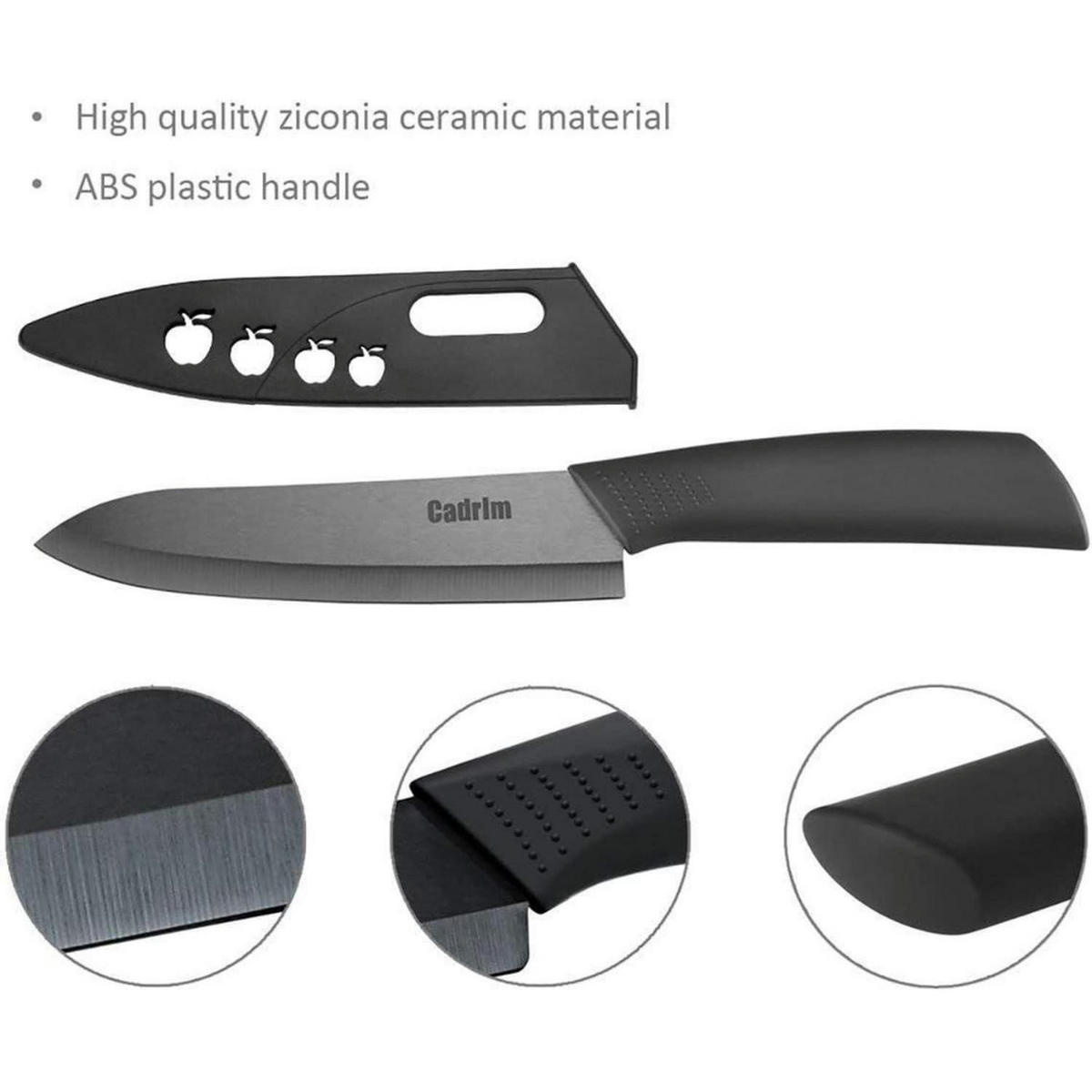 KÜCHENMESSER Set 5-teilig Keramik mit Klingenschutz Schwarz - Schwarz, Keramik (15.5cm)