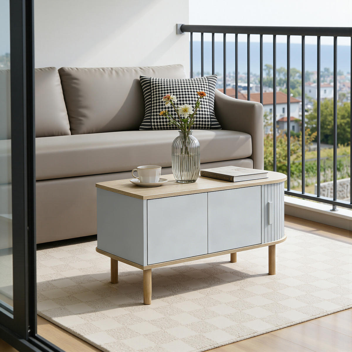 COUCHTISCH mit 2 Türen | B80 x T40 x H45 cm - Grau, Holzwerkstoff (40/80/45cm) - Hometopia