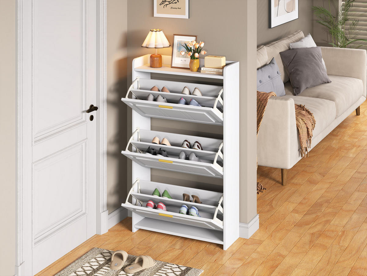 SCHUHSCHRANK Weiß 70/24/120 cm - Weiß, Holzwerkstoff (70/120/24cm) - PANGIVO