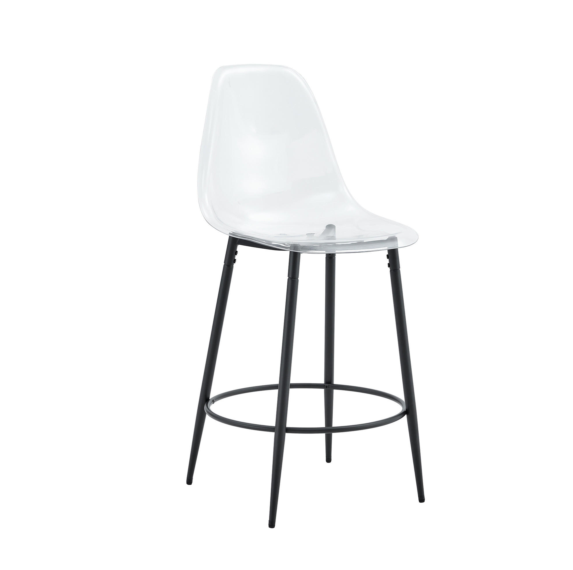 BARHOCKER 2er-Set 66 cm Transparent Schwarz - Schwarz, Metall (48.5/102/48.5cm) - Meubliv