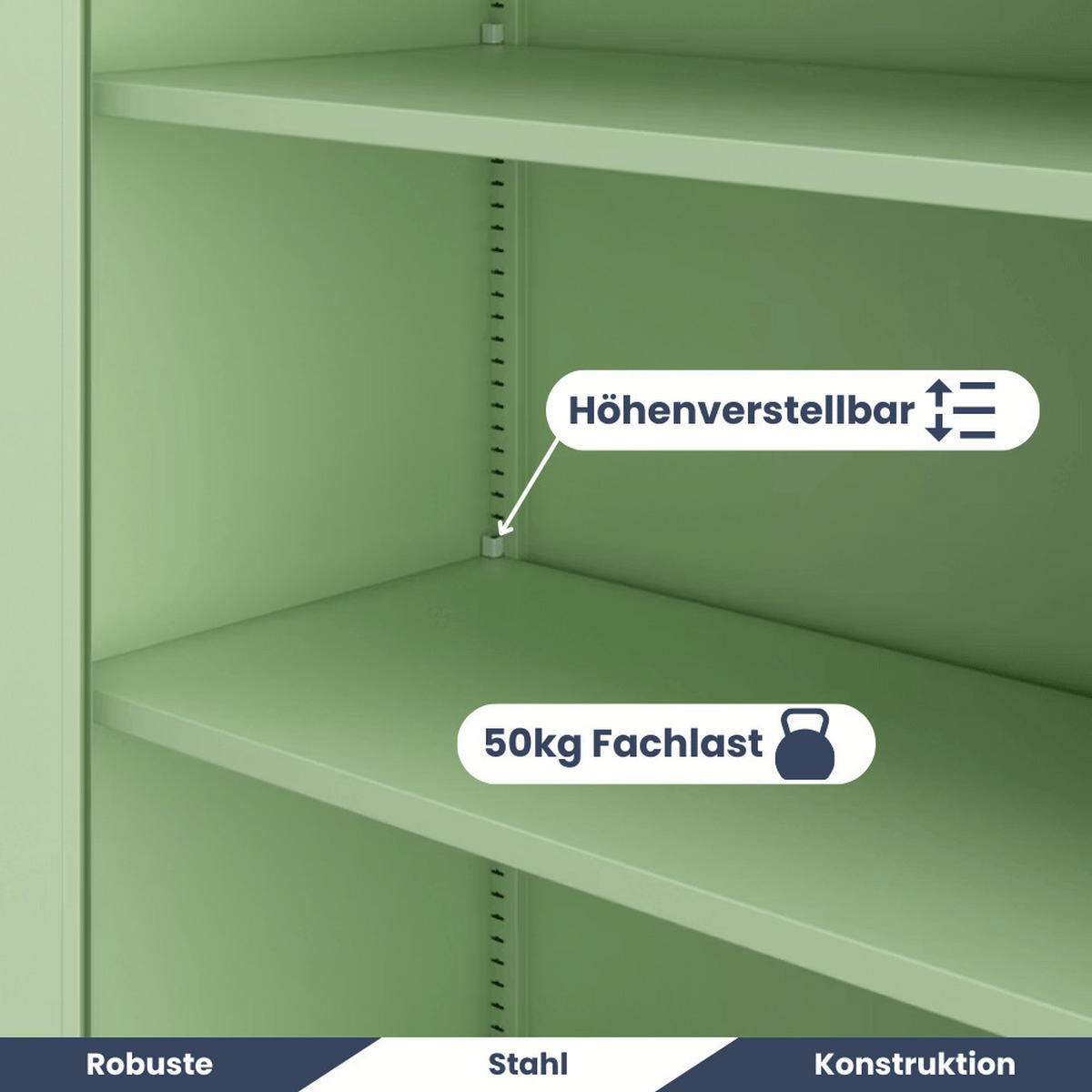 AKTENSCHRANK abschließbar KADO mit Flügeltüren 185x90x40cm Pastellgrün - Pastellgrün, Metall (90/185/40cm) - DELUKE