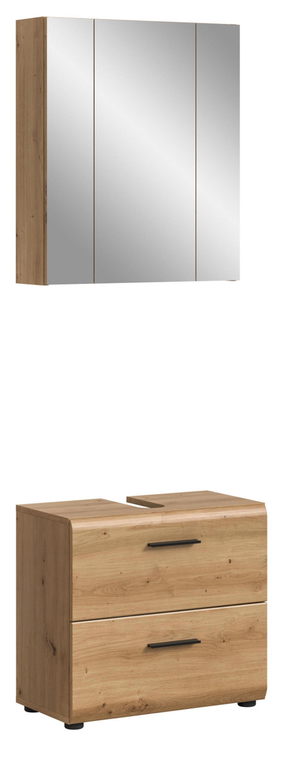 BADMÖBEL SET 2-teilig in Artisan Eiche, Badkombination 60 x 185 cm, Cover - Eichefarben/Schwarz, Glas/Holzwerkstoff (60/185/30cm) - Inn.Furn