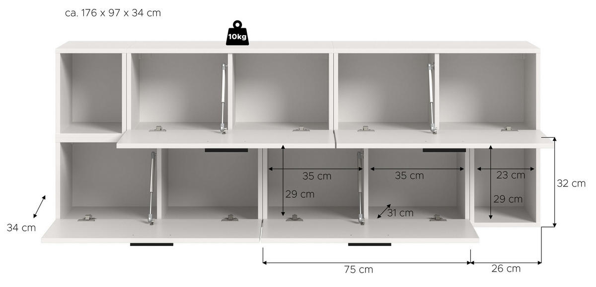 WOHNWAND The One weiß 176/34/97 cm - Weiß, Holzwerkstoff (176/97/34cm) - Xonox