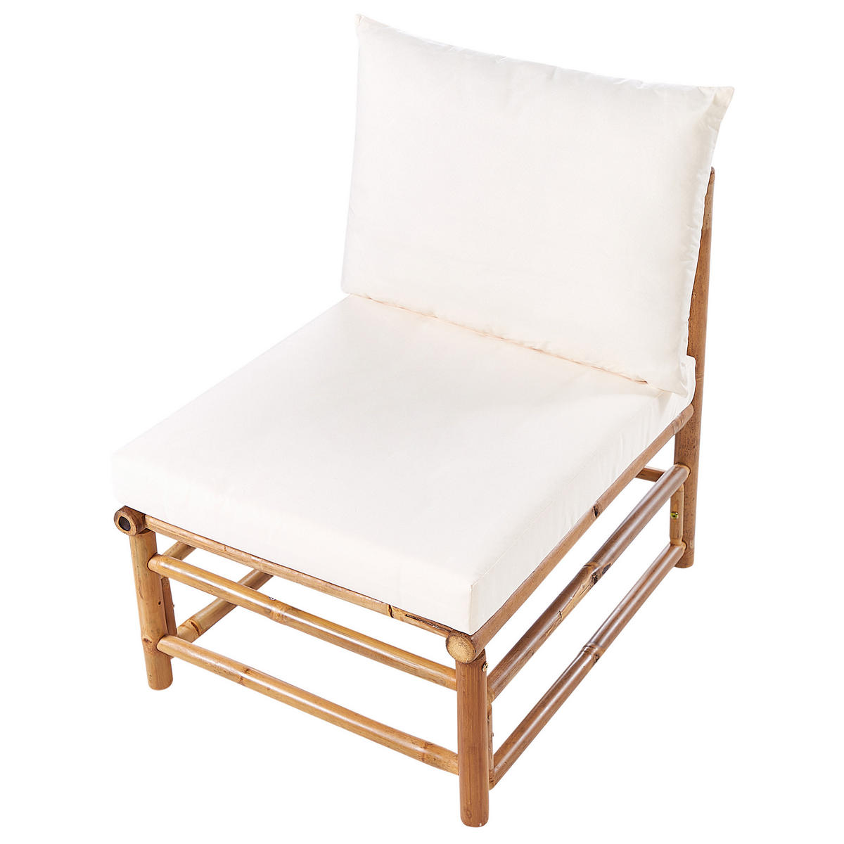 LOUNGE SET 5-Sitzer Bambusholz hellbraun 3-teilig Auflagen cremeweiß Cerreto - Creme, Holz - Beliani