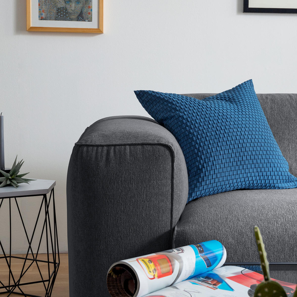 1,5-SITZER ECKSOFA mit Longchair - Schwarz/Grau, Kunststoff/Textil (260/173cm) - home24