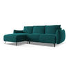 ECKSOFA mit Schlaffunktion Samt Stoff Blau - Blau/Petrol, Textil/Metall (162/242cm) - Makamii