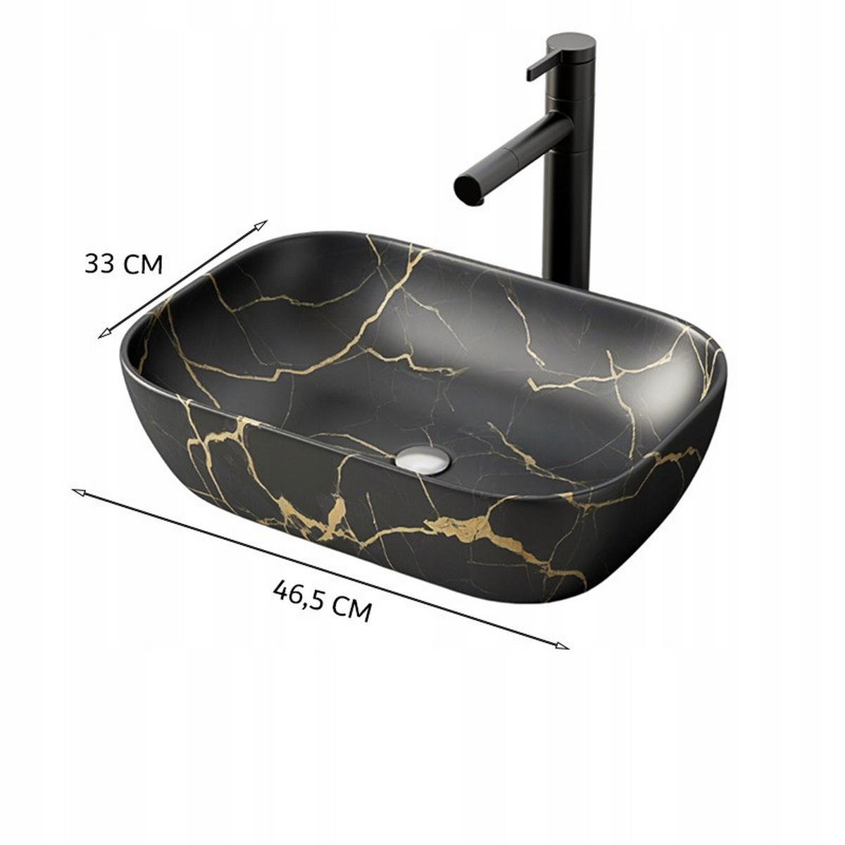 WASCHBECKEN, schwarz 46,5 x 33 cm - Schwarz, Keramik (46/13/33cm)