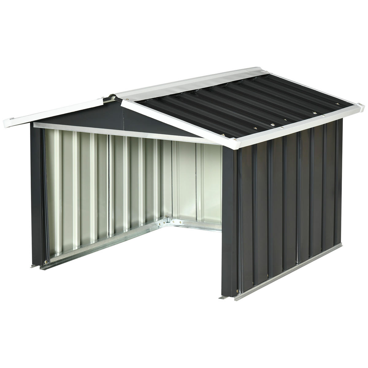 KLEINGARAGE DE-13748 mit Überdachung Grau - Grau, Metall (100/63/86cm) - ComfortXL