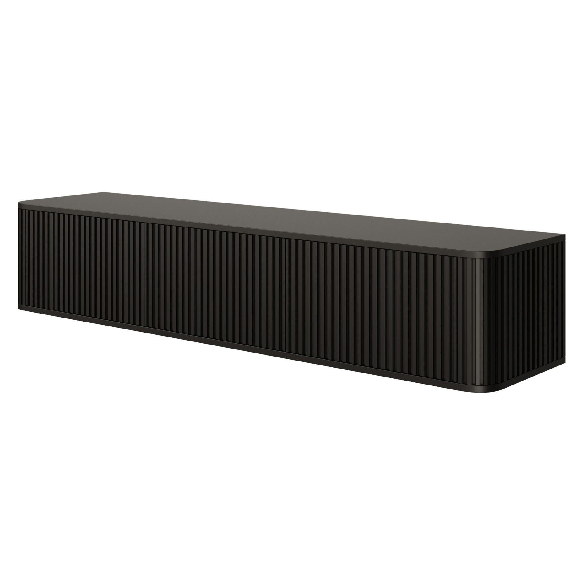 TV-HÄNGEBOARD Ovarlo Schwarz mit geriffelten Fronten 163 cm - Schwarz, Holzwerkstoff (163.2/31.2/38cm) - Selsey