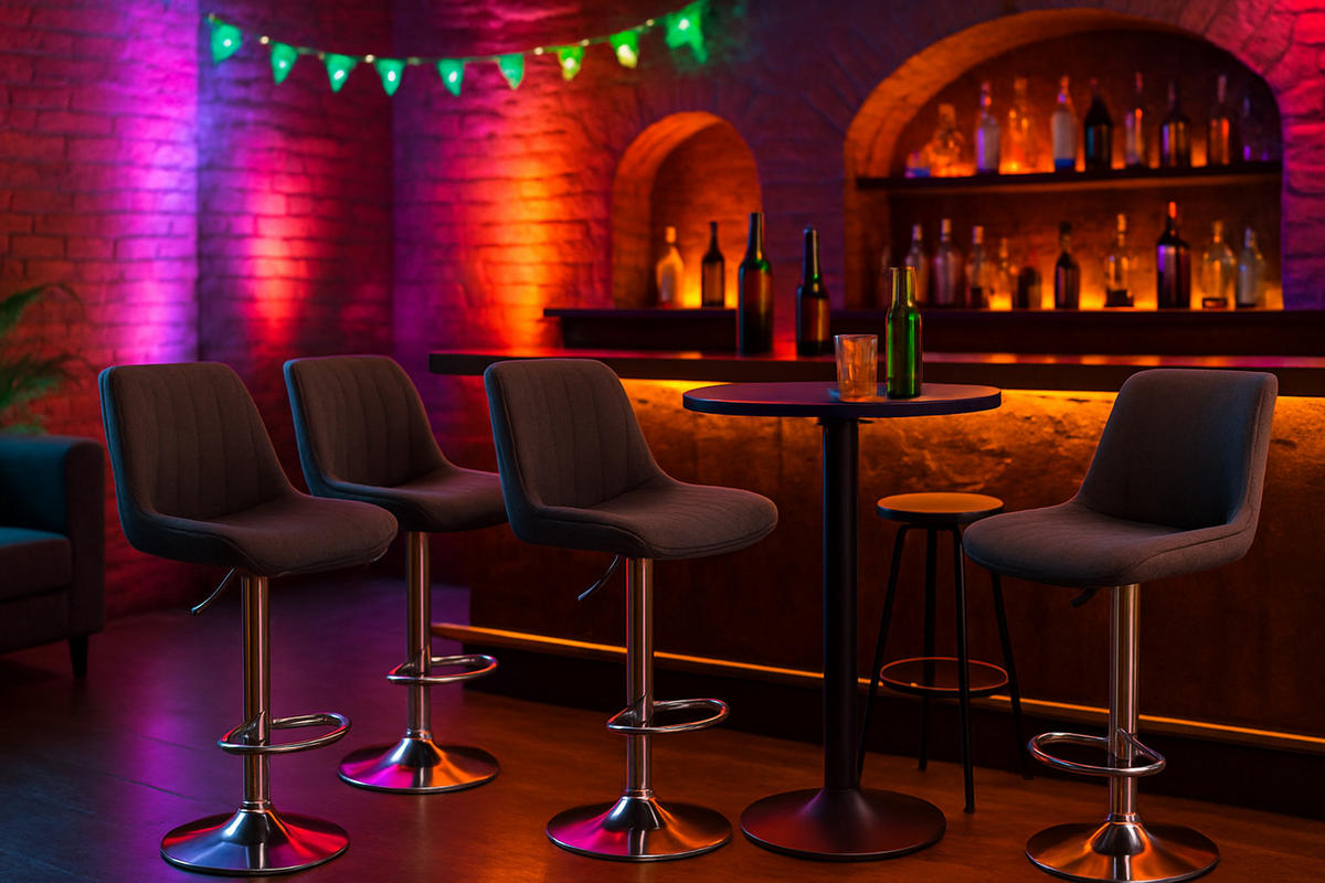 BARHOCKER Lento Gestell Metall in Chromoptik Stoff Dunkelgrau - Chromfarben/Grau, Textil/Metall (50/108/50cm) - TPFLiving