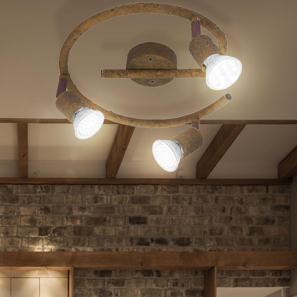 LED DECKENLEUCHTE Rondell Rostbraun - Braun, Metall (28/28/15cm) - Globo Lighting