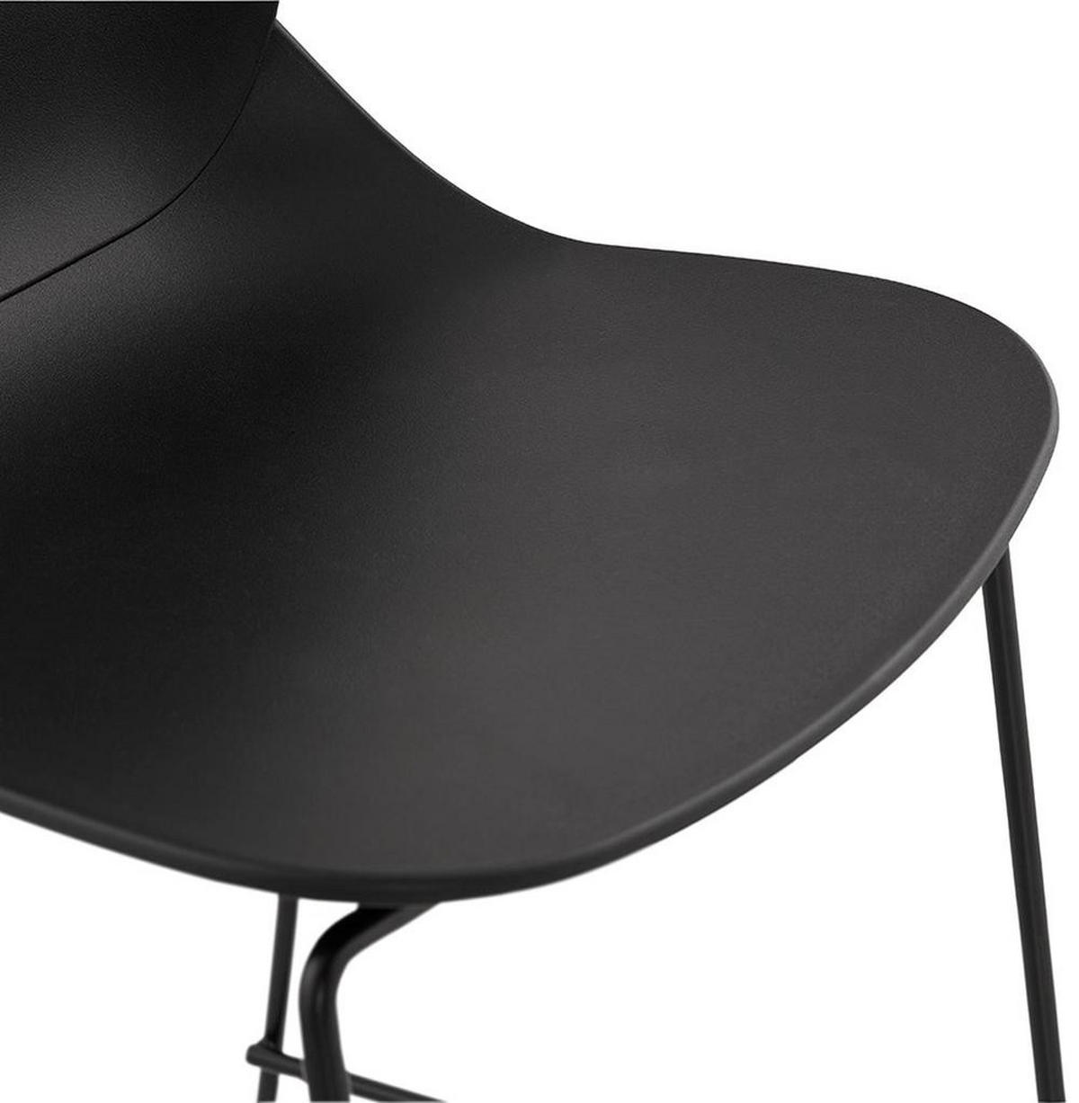 BARHOCKER Kunststoff Metall Sitzhöhe 65.5cm Stapelbar Rückenlehne QUIRON MINI, Schwarz 51,5x52x101 cm - Schwarz, Kunststoff/Metall (52/101/52cm) - KADIMA DESIGN