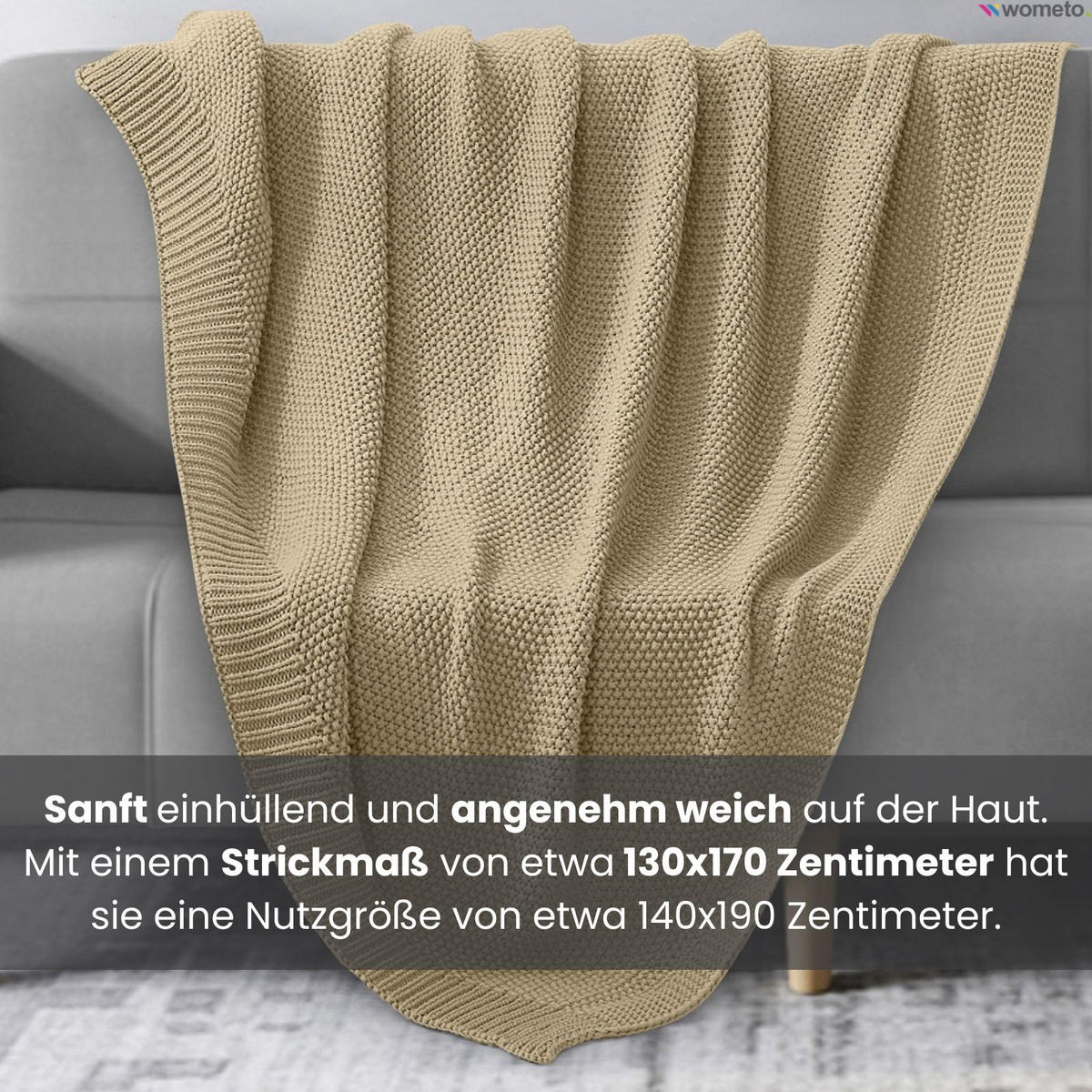 STRICKDECKE beige 140/190 cm - Beige, Textil (140/190cm) - wometo