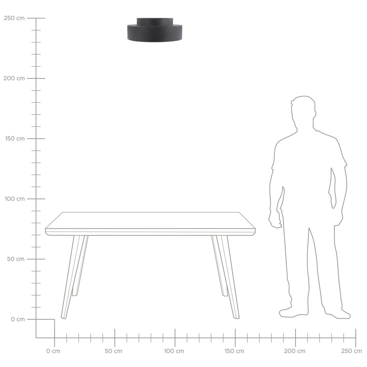 DECKENLEUCHTE Moei 45/45/17 cm - Schwarz, Metall (45/45/17cm) - Beliani