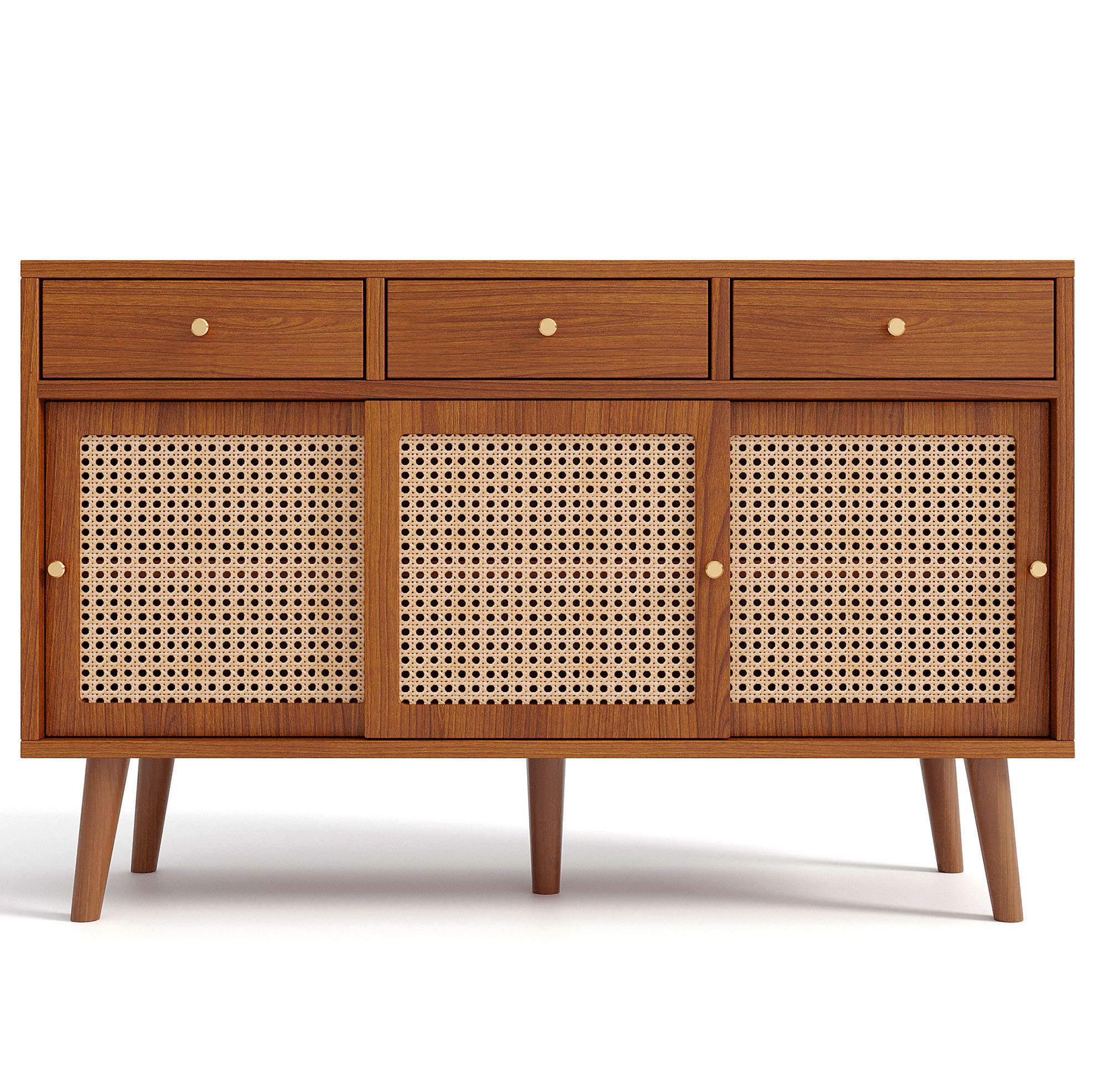 SIDEBOARD 120/40/78 cm Walnussfarben aus MDF mit 3 Schubladen und 3 Türen - Eichefarben, Holzwerkstoff (40/78/120cm) - OKMYHOME