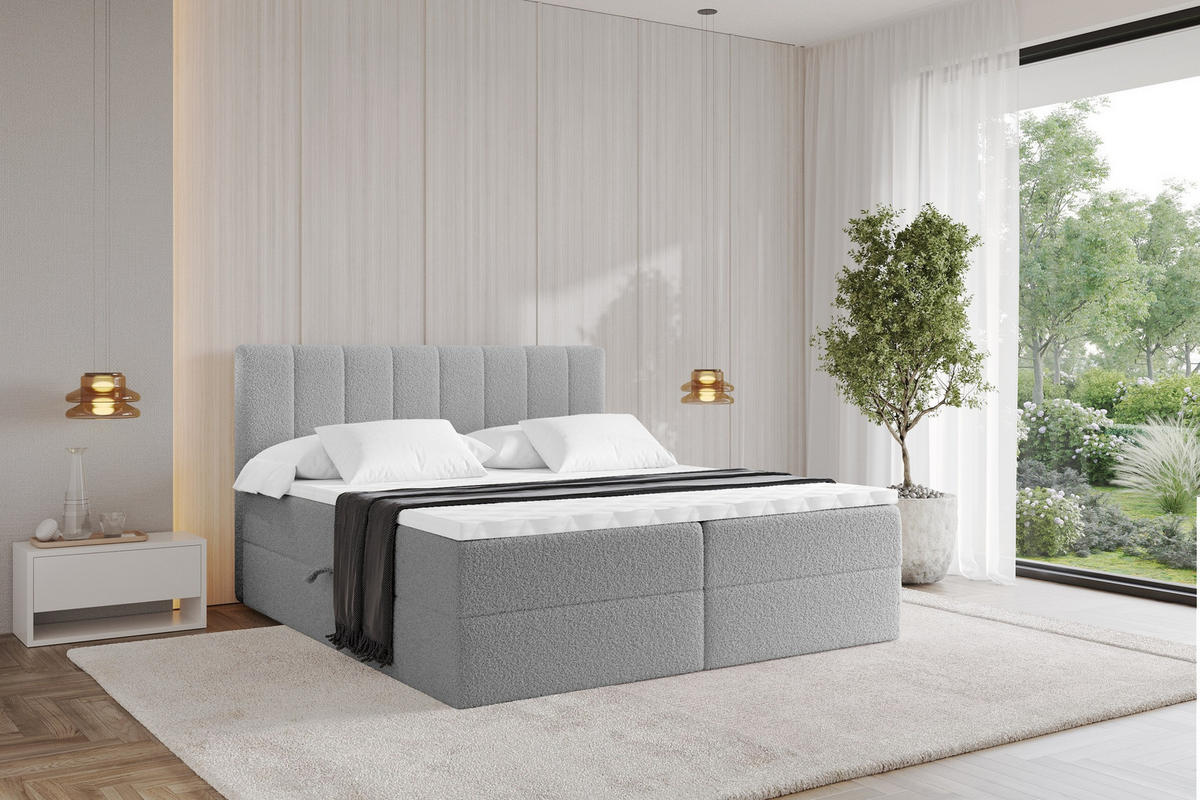 KONTINENTÁLNÍ POSTEL s matrací H4 - OTTA - 140x200 cm Světle šedá - světle šedá, kompozitní dřevo (140/200cm) - ALTDECOR