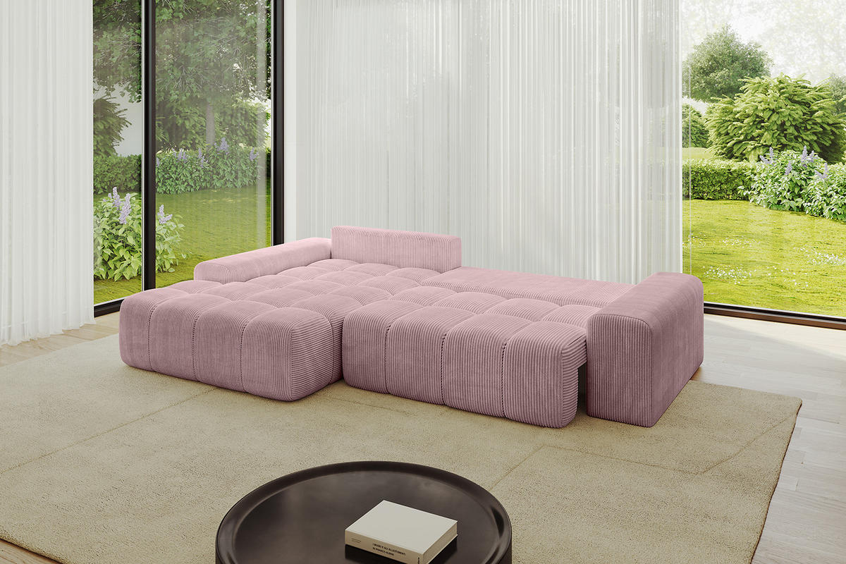 ECKSOFA Ottomane Links ENSI-L - 267x164x88 cm Rosa - Rosa, Holzwerkstoff/Kunststoff (267/164cm) - ALTDECOR