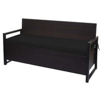 POLY-RATTAN 3ER SITZBANK Braun, Schwarz - Schwarz/Braun, Kunststoff (164/87/57cm) - MCW