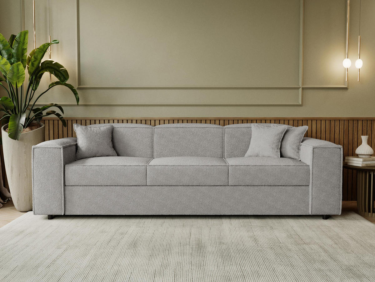 SCHLAFSOFA Santos Boucle - Schwarz/Grau, Holzwerkstoff/Kunststoff (252/79/88cm) - MIRJAN24