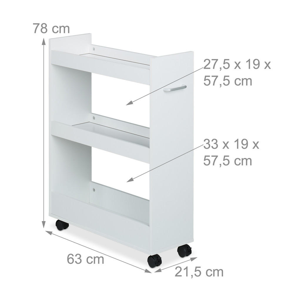 Thumbnail - Relaxdays Nischenwagen, Weiß, Metall, 21.5x78x63 cm, Badezimmer, Badezimmerregale, Badregale
