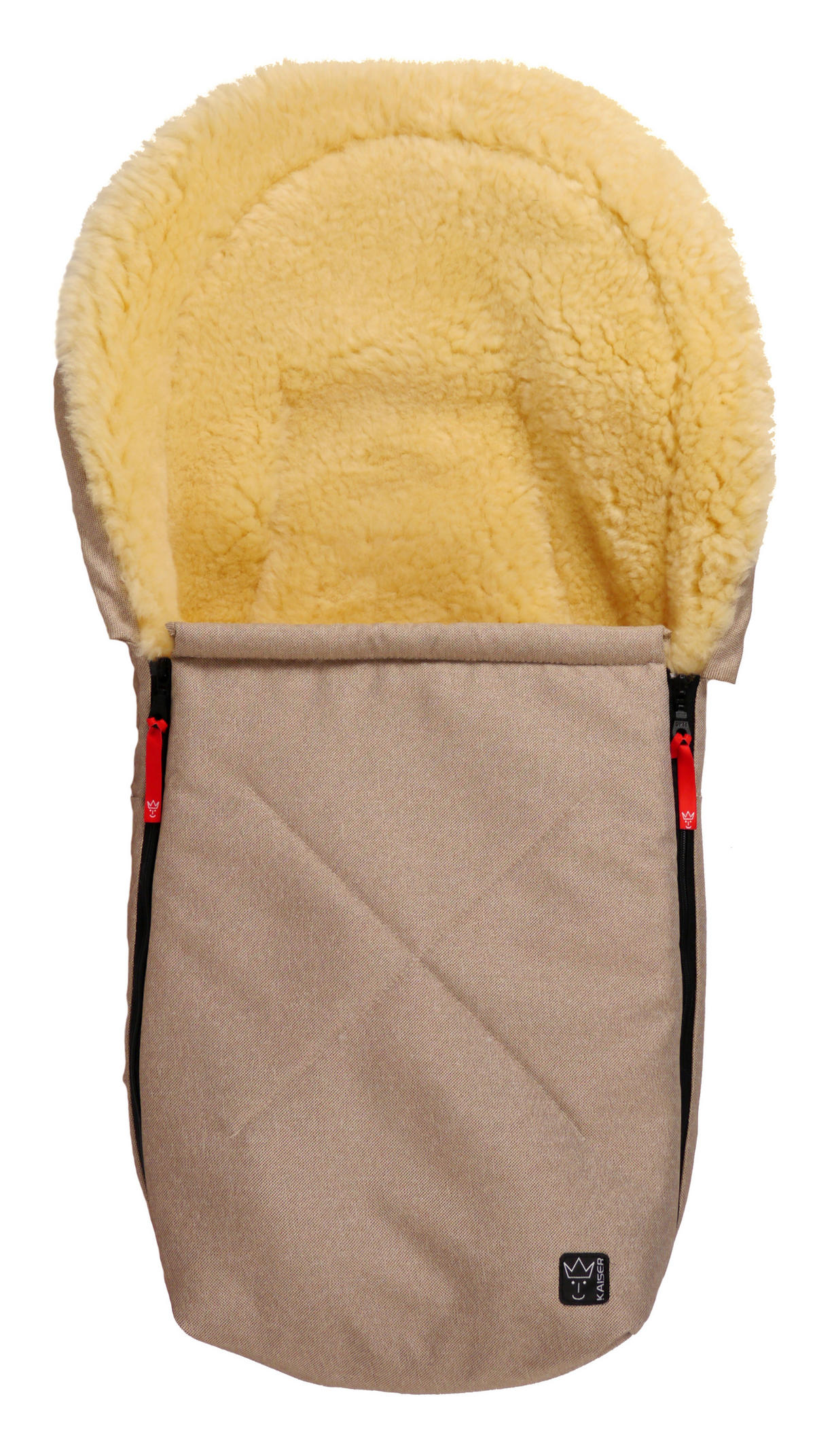 LAMMFELL-BABYSCHALENFUSSSACK Emma, sand melange - Hellbraun, Fell (37/7/80cm) - Kaiserbaby