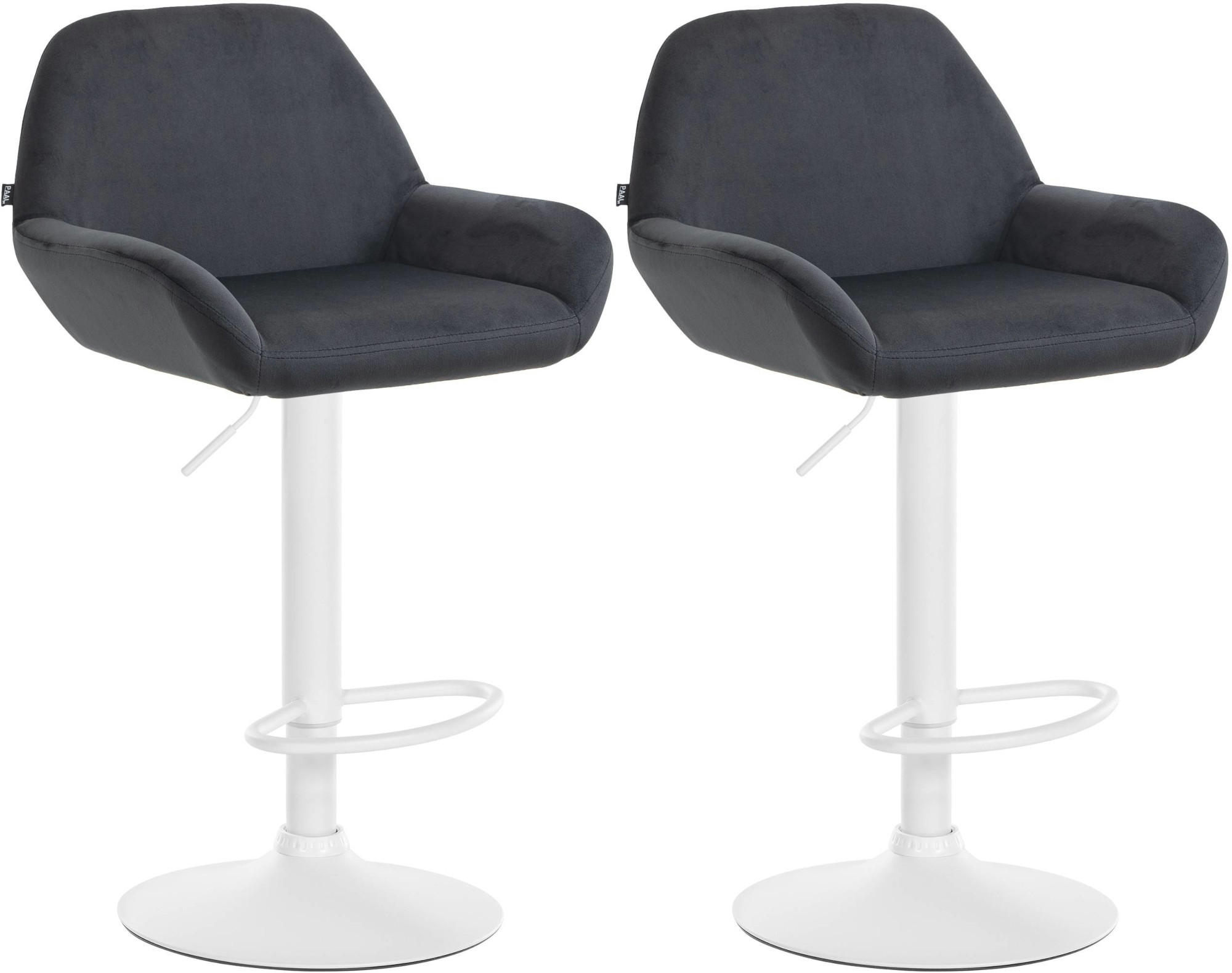 BARHOCKER 2er Set Samt schwarz - Schwarz/Weiß, Textil/Metall (51/89/52cm) - CLP