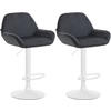 BARHOCKER 2er Set Samt schwarz - Schwarz/Weiß, Textil/Metall (51/89/52cm) - CLP