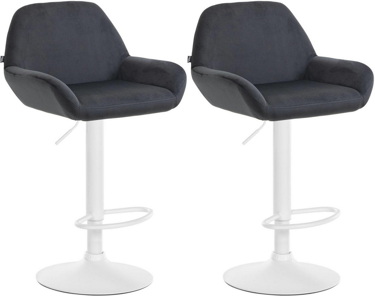 BARHOCKER 2er Set Samt schwarz - Schwarz/Weiß, Textil/Metall (51/89/52cm) - CLP