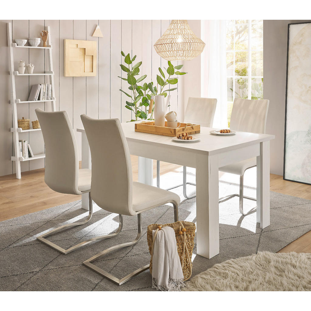 Thumbnail - Furn.Design Esstisch, Weiß, Holzwerkstoff, Nachbildung,Pinie, 90x76x160 cm, Esszimmer, Tische, Esstische