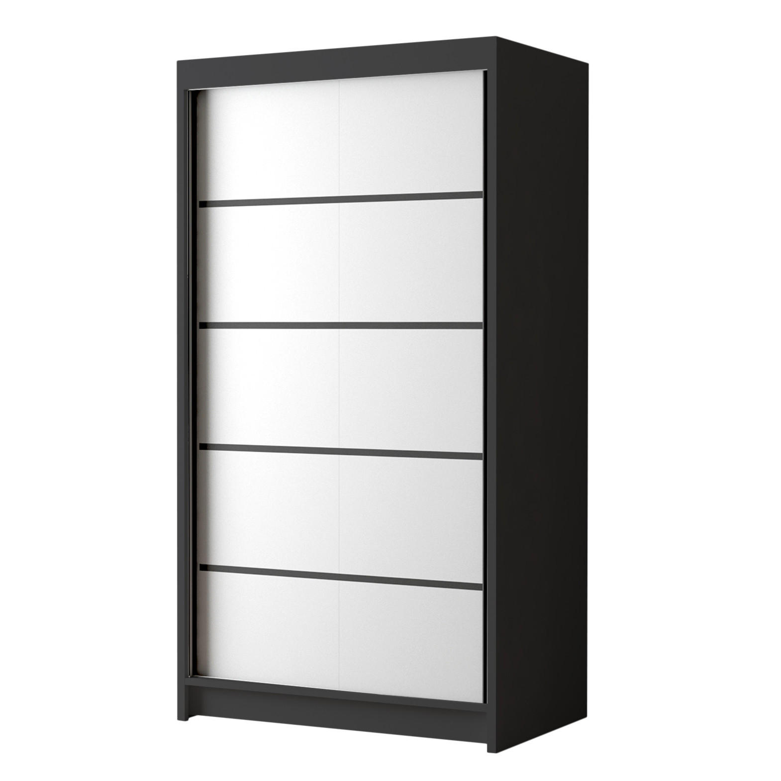 SCHWEBETÜRENSCHRANK Letto IV - 100 cm - Schwarz/Weiß, Holzwerkstoff/Metall (100/200/58cm) - Sofnet