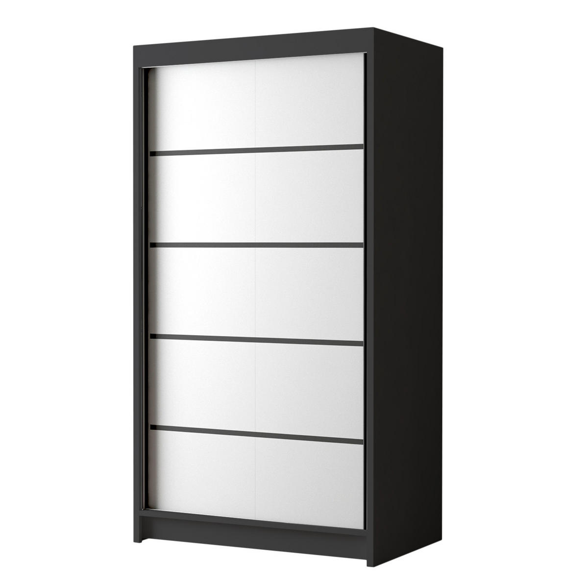 SCHWEBETÜRENSCHRANK Letto IV - 100 cm - Schwarz/Weiß, Holzwerkstoff/Metall (100/200/58cm) - Sofnet
