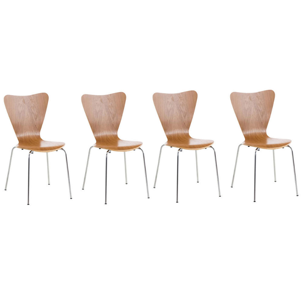 BESUCHERSTUHL 4er Set Berlin Holz Eiche - Eichefarben, Holz (45/85/49cm) - DELUKE