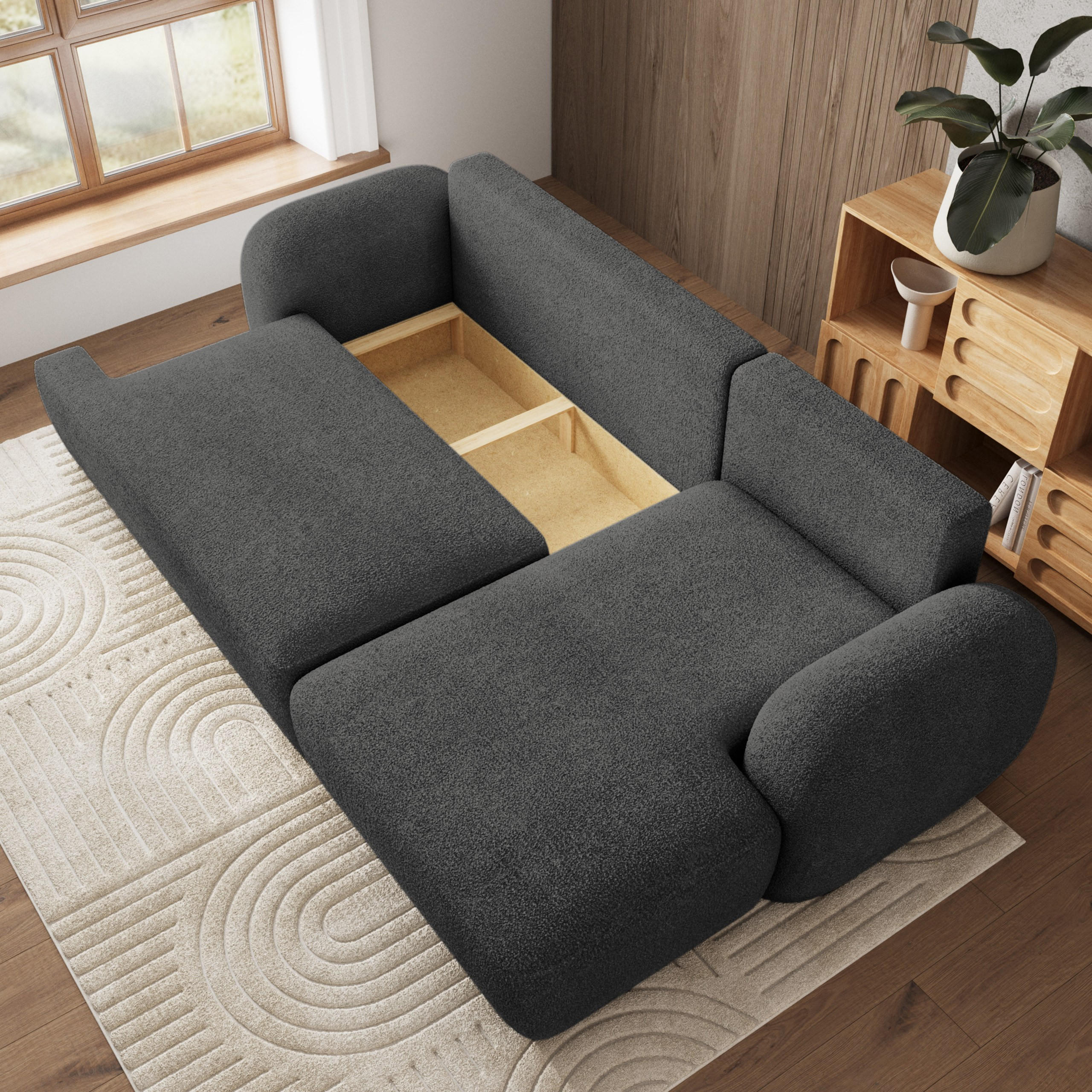 Thumbnail - Masseno Ecksofa, Grau, Holz, 3-Sitzer, L-Form, 266x148 cm, Wohnzimmer, Sofas & Couches, Wohnlandschaften, Ecksofas