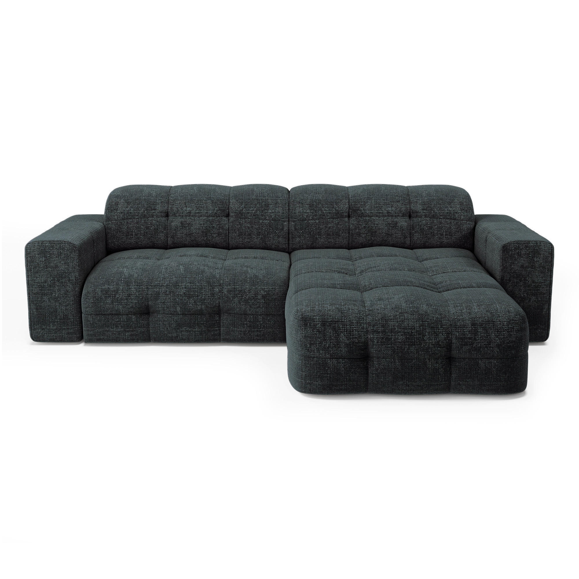 ECKSOFA RECHTS geprägter Samt Anthrazitgrau 230cm - Dunkelgrau/Anthrazit, Textil (155/230cm) - Sia Home