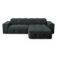 ECKSOFA RECHTS geprägter Samt Anthrazitgrau 230cm - Dunkelgrau/Anthrazit, Textil (155/230cm) - Sia Home