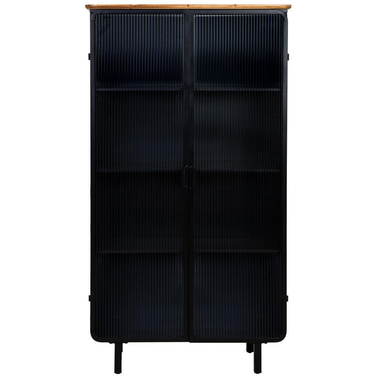 VITRINE aus Metall, Holz und Glas mit 2 Türen, Schwarz, 84x36x152h cm - Schwarz, Holz (84/152/35cm) - Wanderlust