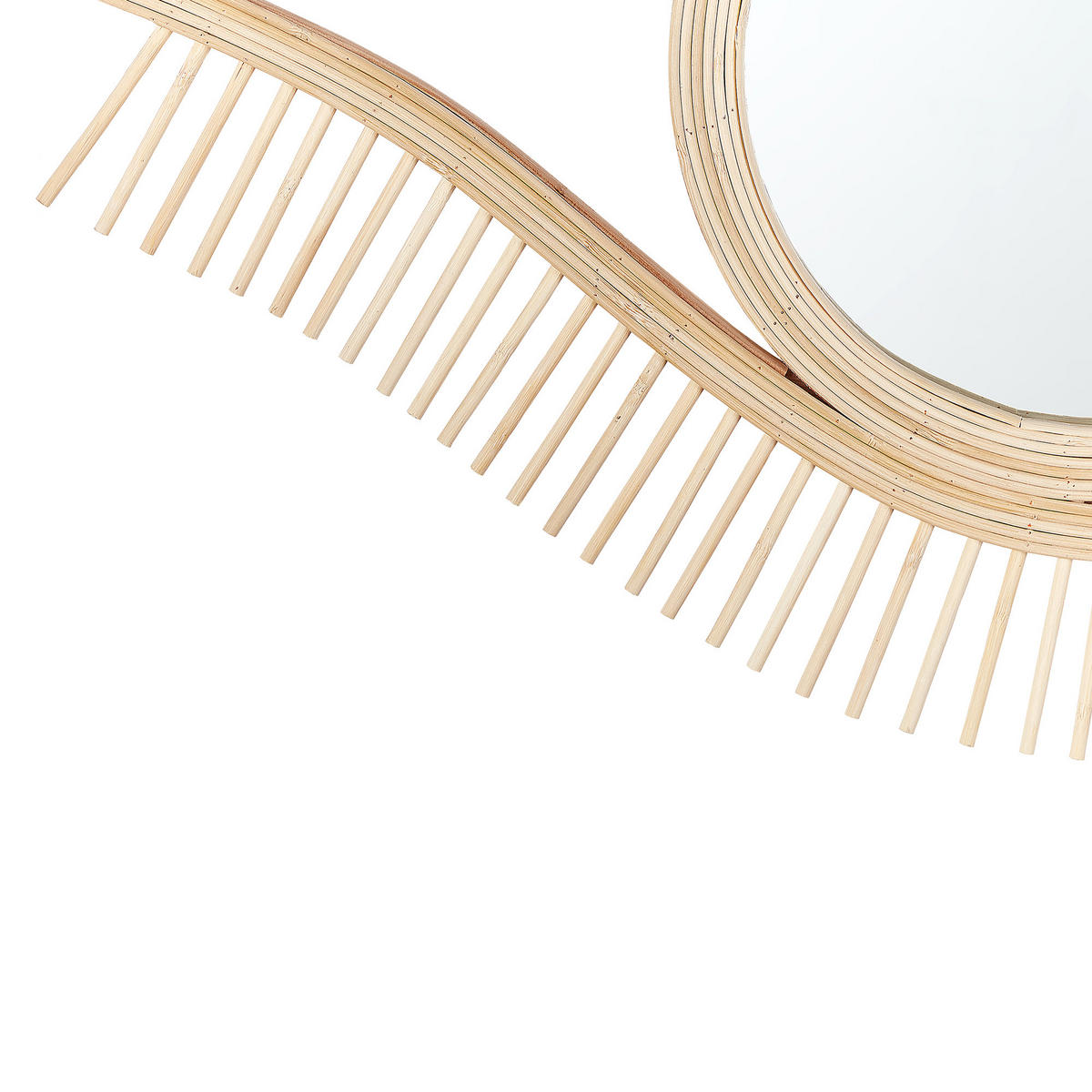 WANDSPIEGEL Bambusholz Augenform 50/80 cm Soyopa - Hellbraun, Holz (79/48/2cm) - Beliani