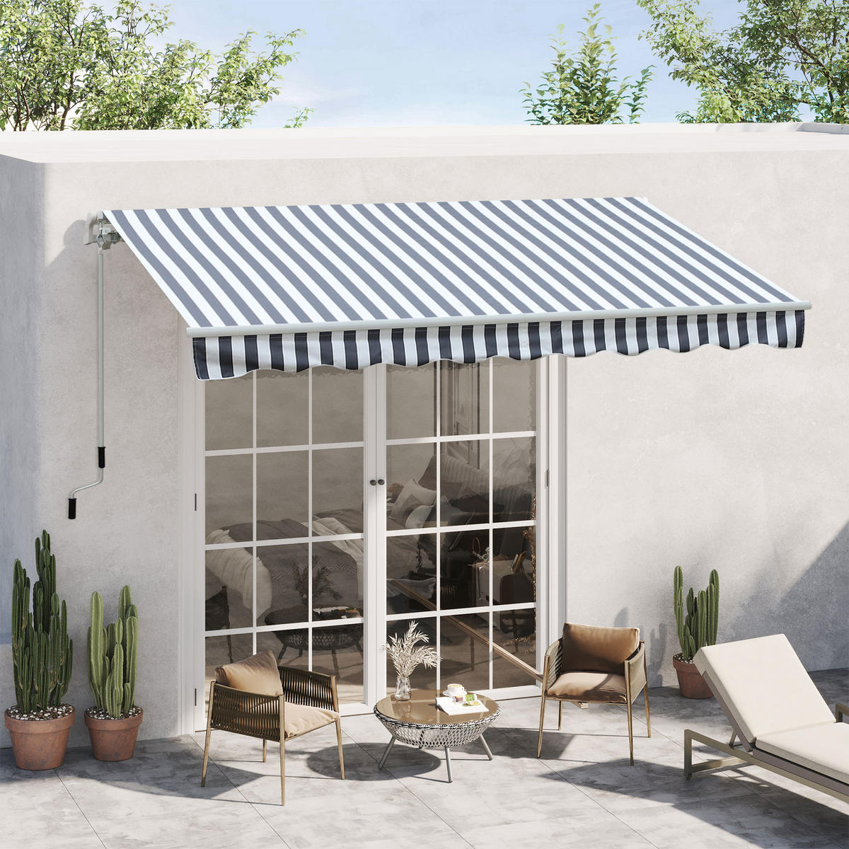 MARKISE, Grau+Weiß, Aluminium, Polyester - Grün, Metall (245/2/295cm) - Outsunny