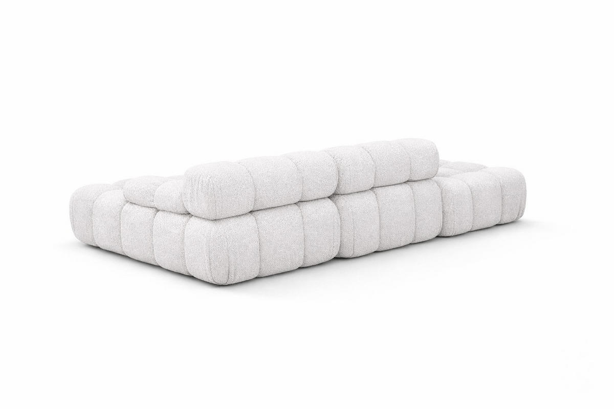 ECKSOFA L-Form Modular Mit Hocker, Bouclé-Stoff Abriamo, Ecru, Links, Selia - Ecru, Holz (285/160cm) - Kaiser Möbel
