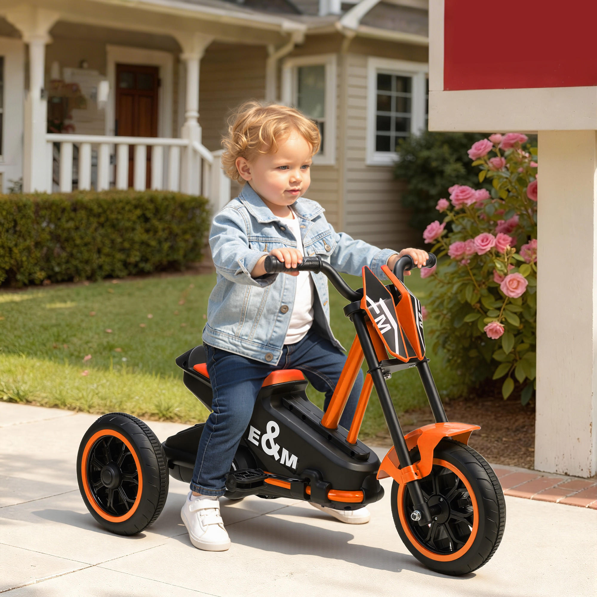 DREIRAD, Kinderfahrrad, Laufrad, Kinderrad mit Pedal für Kinder 18-36 Monaten - Orange, Metall (79/44/47cm) - AIYAPLAY