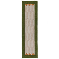 TEPPICHLÄUFER handgetuftet DARENT, Wabenmuster, Erdtöne-Grün, 60 x 230 cm - Grün, Textil (60/230cm) - KADIMA DESIGN